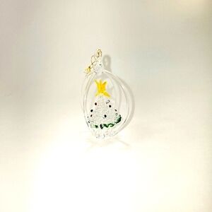Hand Crafted Handblown Glass Ornament Christmas Tree Like New Green Yellow